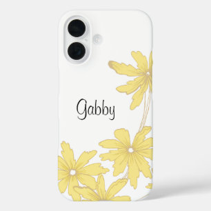 Coque Pour iPhone 16 Marguerite jaune sur blanc