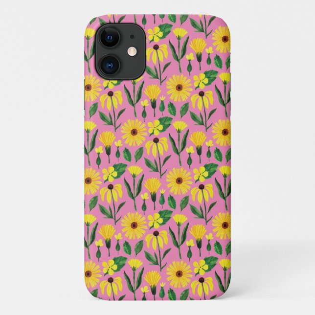 Coques Case-Mate iPhone marguerite jaune sur rose (Dos)