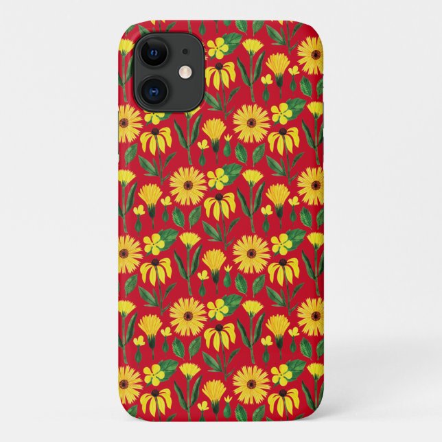 Coques Case-Mate iPhone marguerite jaune sur rouge (Dos)