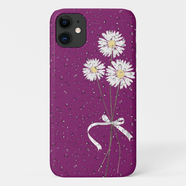 Coques Case-Mate iPhone marguerites blanches avec des gouttes de pluie sur (Dos)