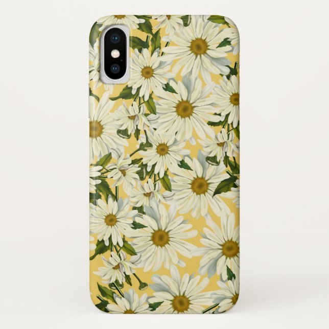 Coques Case-Mate iPhone Marguerites blanches Fleur de marguerite Jaune Lum (Dos)