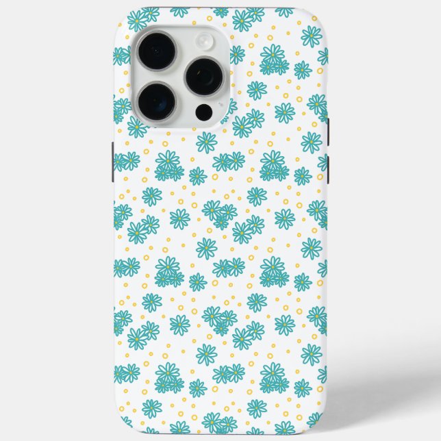Coques Case-Mate iPhone Marguerites et Points - Turquoise et Jaune  (Verso)