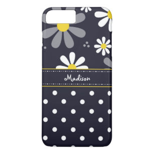 Coque Case-Mate iPhone Marguerites Girly et pois de mod avec le nom