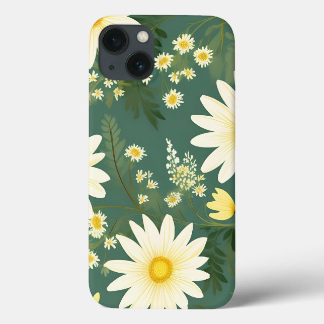 Coques Case-Mate iPhone Marguerites Romantiques Sur Vert (Verso)