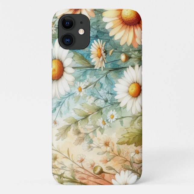 Coques Case-Mate iPhone marguerites style aquarelle blanc pour son télépho (Dos)