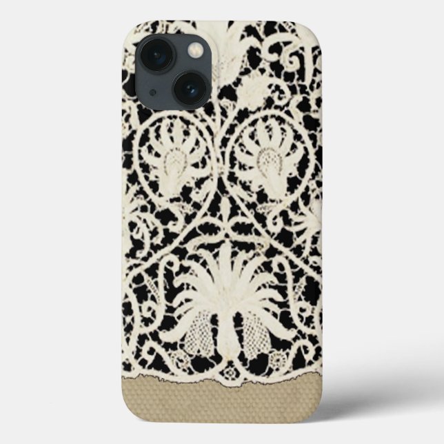 Coques Case-Mate iPhone Mariage Antique Dentelle Lin Blanc Classique Joli (Verso)
