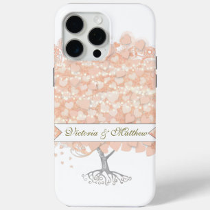 Coque Case-Mate iPhone Mariage Arbre à Feuille en Forme de Cœur Corail Ro