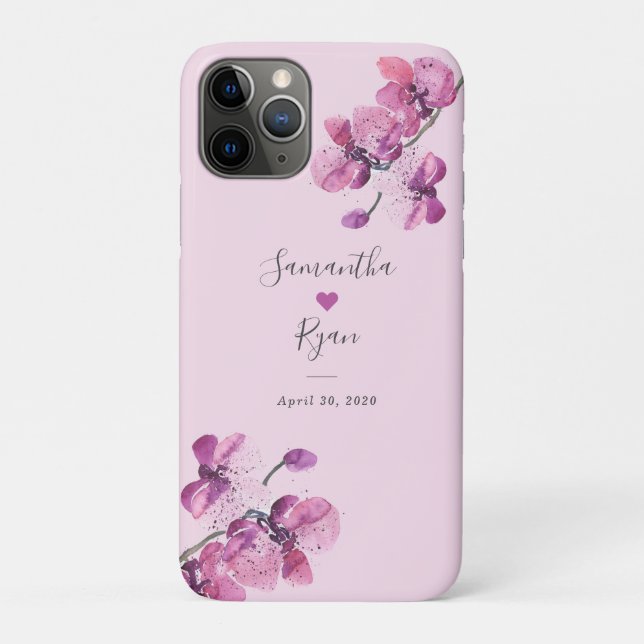 Coques Case-Mate iPhone Mariage de l'orchidée en aquarelle de prune Keepsa (Dos)