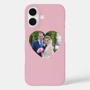 Coque Pour iPhone 16 Mariage en forme de coeur photo rose