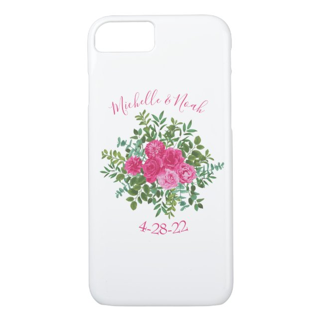 Coques Case-Mate iPhone Mariage floral rose vif (Dos)
