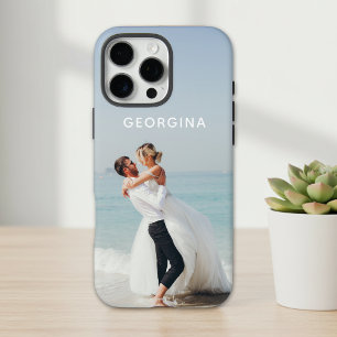 Coque iPhone 16 Pro Max Mariage Modèle photo à thème Nom personnalisé