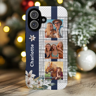 Coque Pour iPhone 16 Mariage moderne Couple Photo personnalisée Floral 