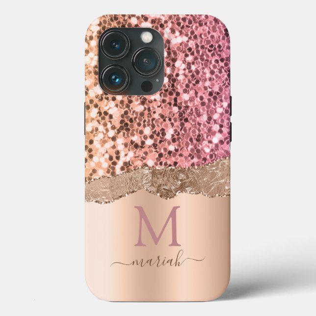 Coques Case-Mate iPhone Mariage Paillette Rose Gold Fille Glitter (Verso)