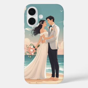 Coque Pour iPhone 16 Mariage romantique sur la plage - Mariée et chambr