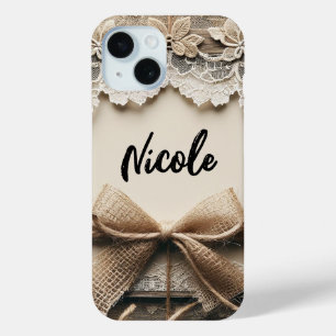 Coque Case-Mate iPhone Mariage rustique en dentelle florale vintage
