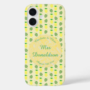 Coque Pour iPhone 16 Mariage tropical d'été Ananas et feuilles de palmi
