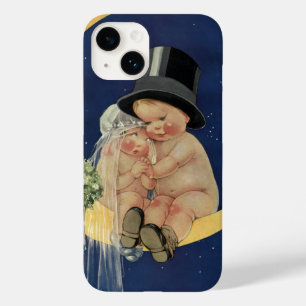 Coques Pour iPhone Mariage Vintage, joli marié et mariée sur une Lune