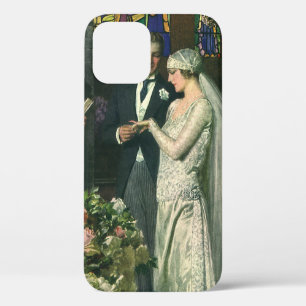 Coque iPhone 12 Mariage Vintage, Mariée et Marié avec Ménorah