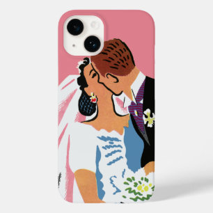 Coque Case-Mate iPhone Mariage Vintage, Mariée Rétro et Marié S'Embrassan