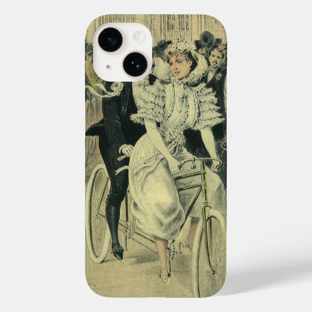 Coques Case-Mate iPhone Mariés à bicyclette de mariage victorien (Verso)