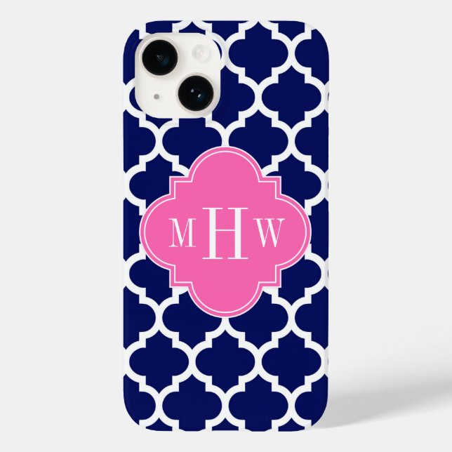 Coques Case-Mate iPhone Marine Blanc Marocain #5 Rose Chaud 3 Monogramme I (Verso)