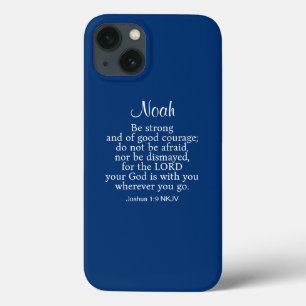 Case-Mate iPhone Case Marine Bleu Courage Bible Verse Nom personnalisé S