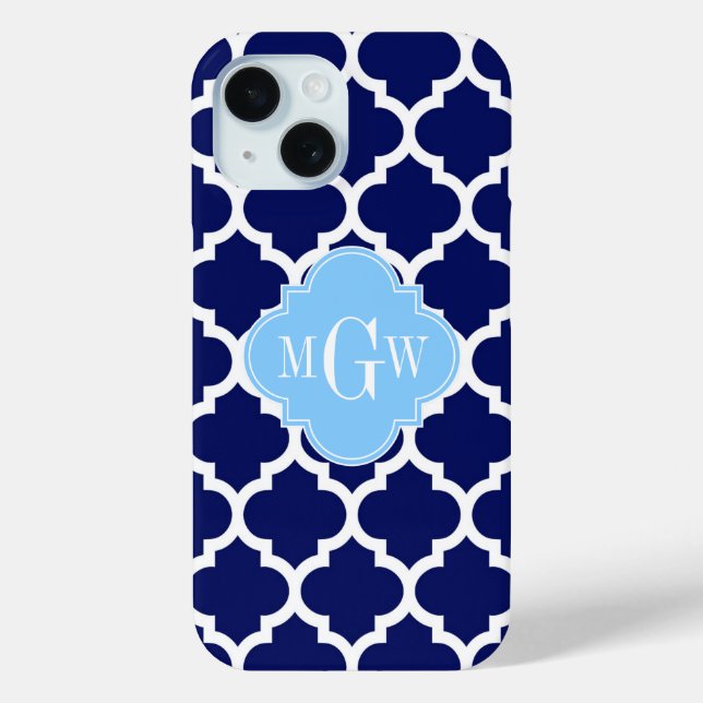 Coques Case-Mate iPhone Marine Bleu Marocain #5 Ciel Bleu Nom Monogramme (Verso)