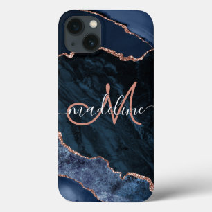 Case-Mate iPhone Case Marine Blue Geode Agate Rose Parties scintillant M