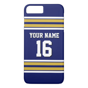 Coque iPhone 7 Plus Marine Blue Gold Wht Team Jersey Numéro personnal