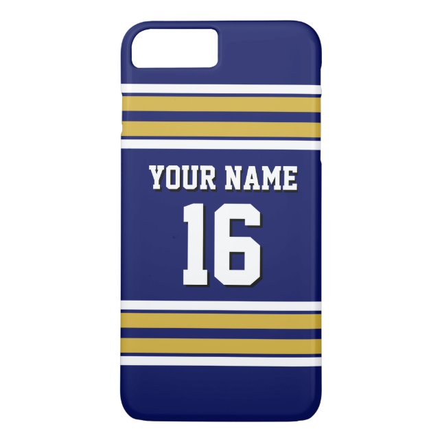 Coques Case-Mate iPhone Marine Blue Gold Wht Team Jersey Numéro personnali (Dos)
