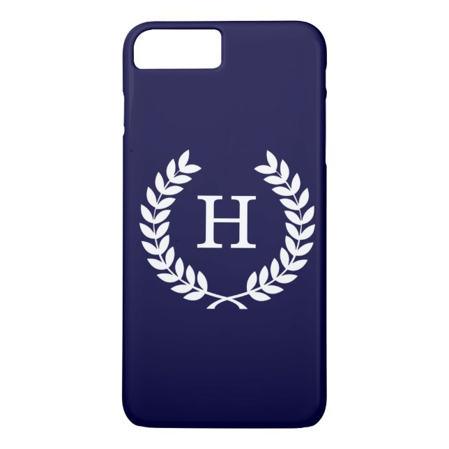 Coques Case-Mate iPhone Marine Blue What Blé Laurel Wreath Initial Monogra (Dos)