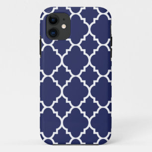 Etui iPhone Case-Mate Marine Blue White Quatrefoil Marocain Motif