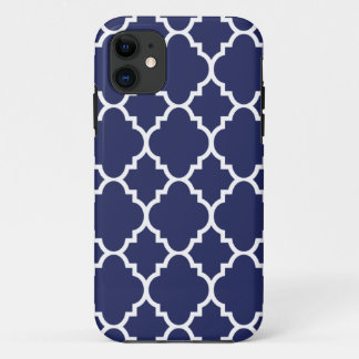 Etui iPhone Case-Mate Marine Blue White Quatrefoil Marocain Motif
