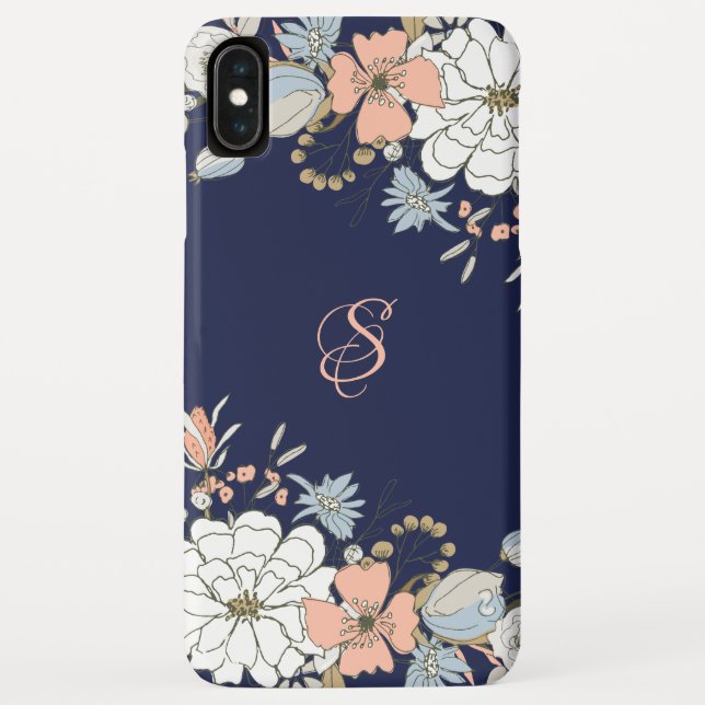 Coques Case-Mate iPhone Marine Blush Pink Floral Personnalisé (Dos)