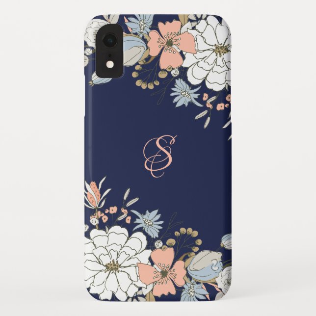 Coques Case-Mate iPhone Marine Blush Pink Floral Personnalisé (Dos)