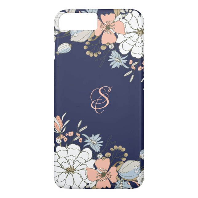 Coques Case-Mate iPhone Marine Blush Pink Floral Personnalisé (Dos)