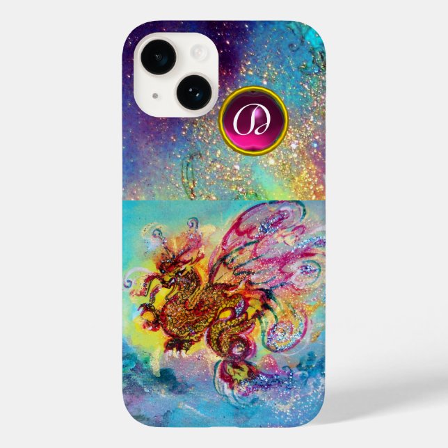 COQUES Case-Mate iPhone MARINE DRAGON ROSE PURPLE GEM STONE MONOGRAMME (Verso)