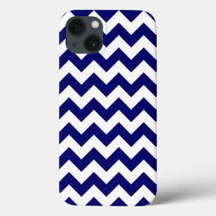 Coques Pour iPhone Marine et motif de zigzag blanc