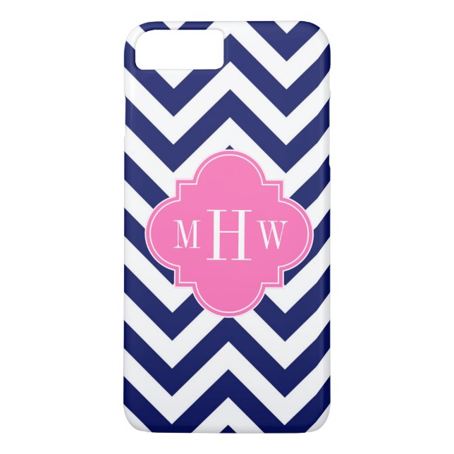 Coques Case-Mate iPhone Marine Lg Chevron Hot Pink #2 Quatrefoil 3 Monogra (Dos)