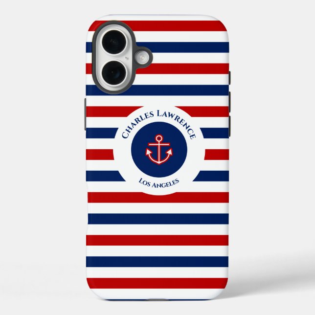 Coques Case-Mate iPhone Marine marine Bleu Rouge Bleu Blancs (Verso)