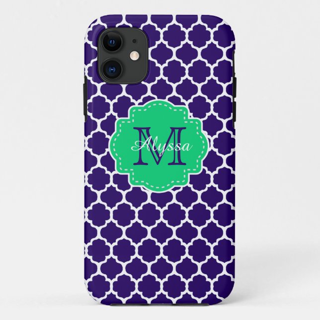 Coques Case-Mate iPhone Marine Quatrefoil vert personnalisé (Dos)