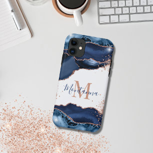 Case-Mate iPhone Case Marine Rose Gold Marbre Agate Personnalisé
