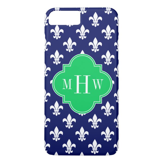 Coques Case-Mate iPhone Marine What Fleur de Lis Emerald 3 Monogramme init (Dos)