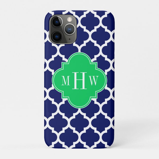 Coques Case-Mate iPhone Marine White Marocain #5 Emerald 3 Monogramme init (Dos)