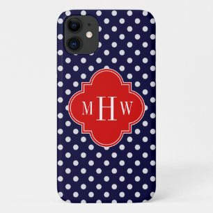 Case-Mate iPhone Case Marine White Polka Dot Red Quatrefoin 3 Monogramme