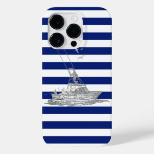 Coque Case-Mate iPhone Marlin Fishing Chrome on Blue Stripes