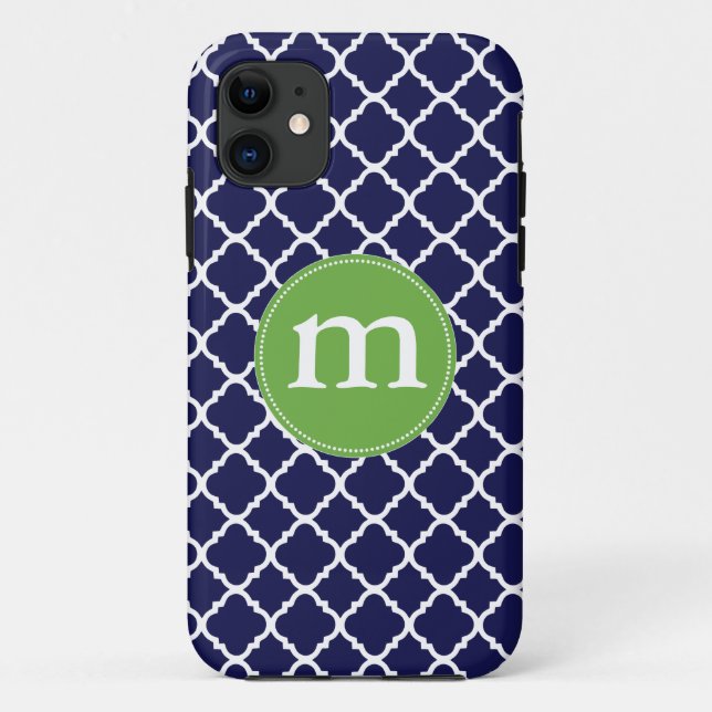 Coques Case-Mate iPhone Marocain bleu-foncé élégant Quatrefoil (Dos)
