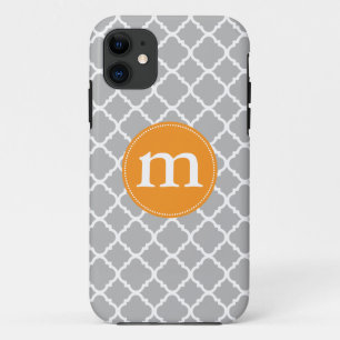 Coque Case-Mate iPhone Marocain gris élégant Quatrefoil personnalisé