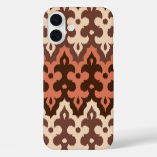 Coques iPhone 16 Plus Marocaine Ikat Damask, Brown, Taupe & Rouille