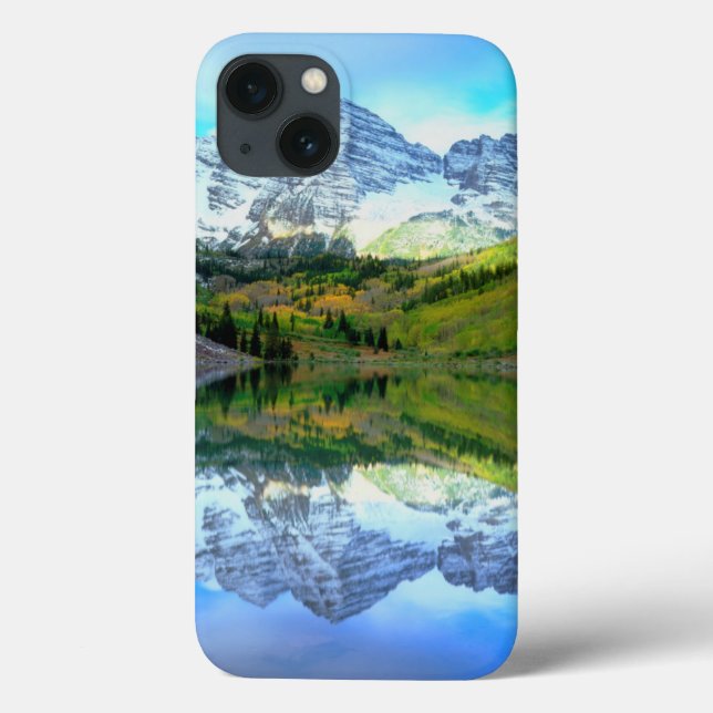 Coques Case-Mate iPhone Maroon Bells se reflétant dans le lac Maroon (Verso)